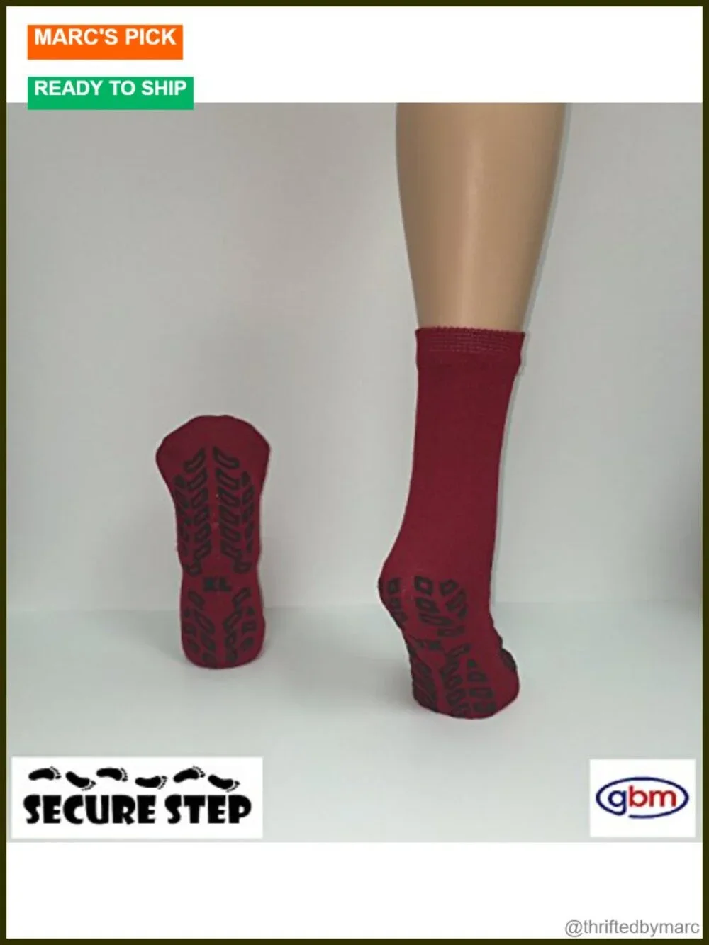 Non-Slip Safety Socks, Double-Sided Tread, 4 Pair, Slipper Socks for Hospital